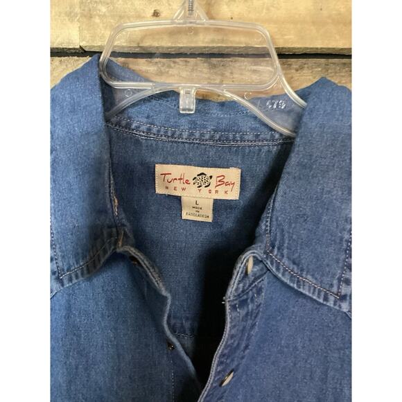 Turtle Bay New York Men’s Denim Long Sleeve Shirt Size Large - Picture 2 of 4